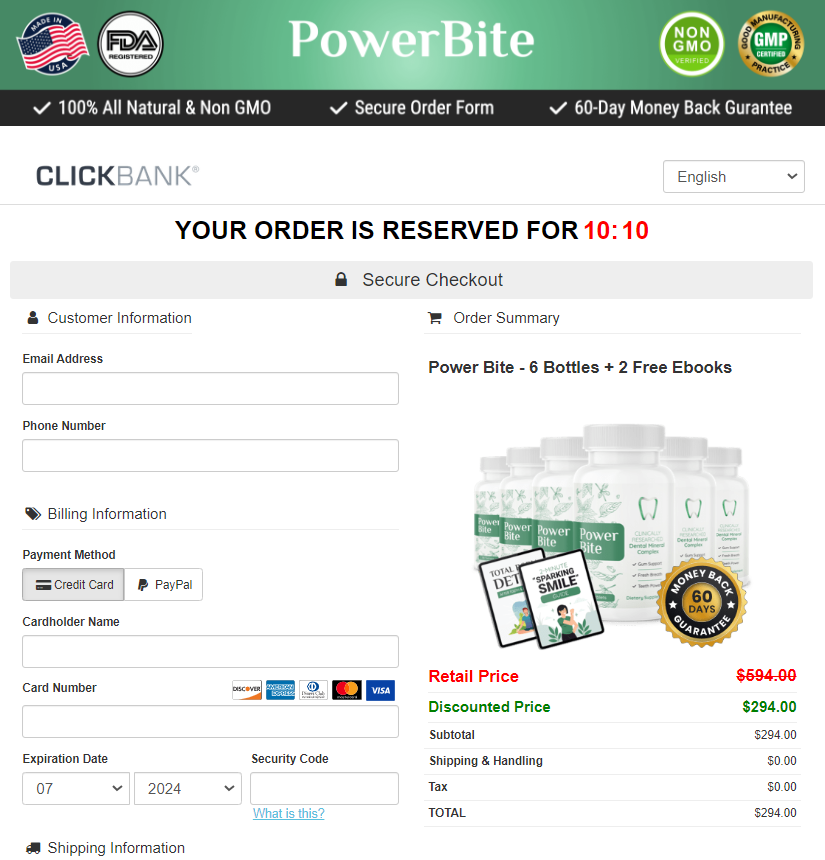 PowerBite Order Page